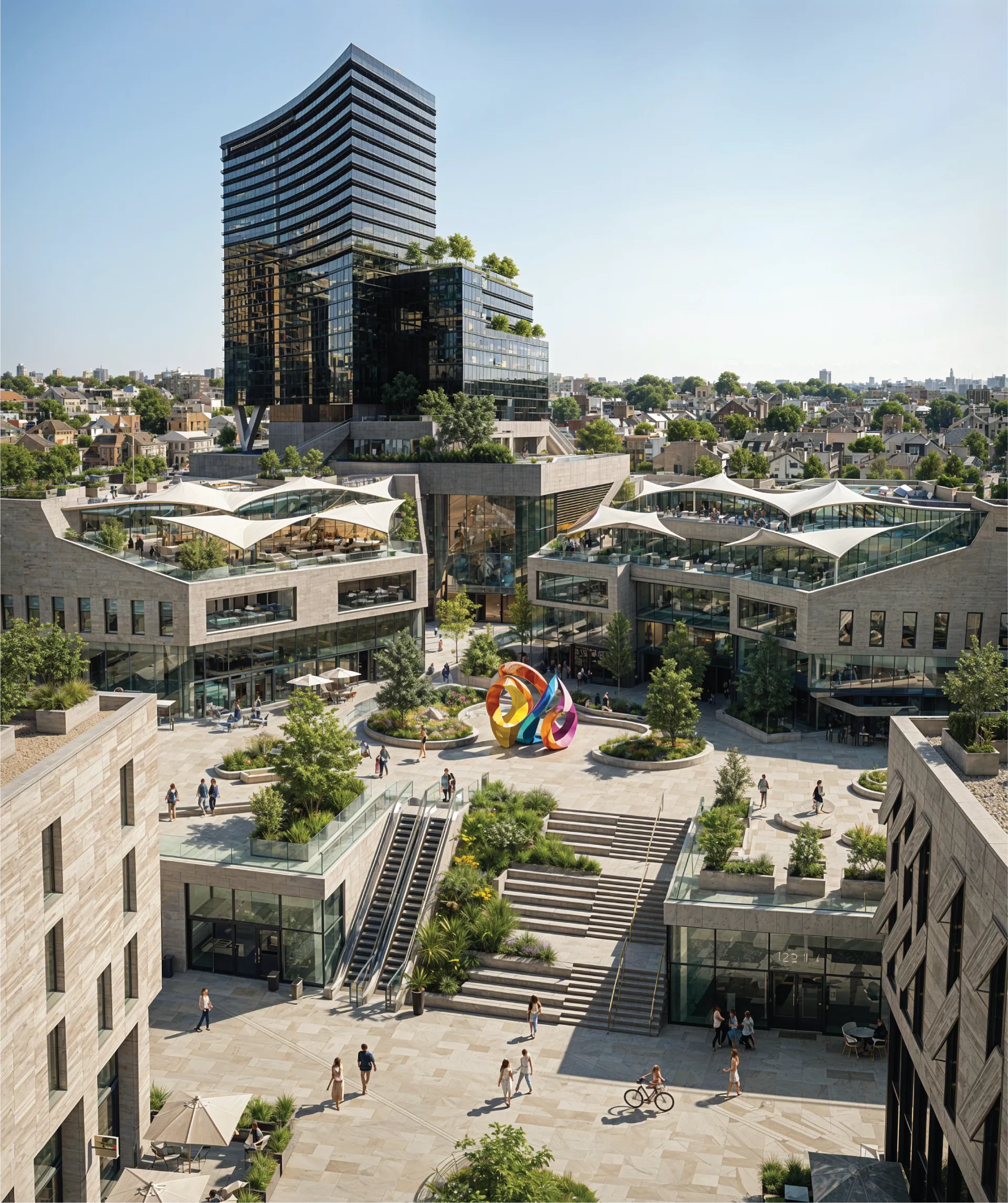 Vie Halo New Cairo — architectural rendering of the hotel and commercial real estate towers at Zomra